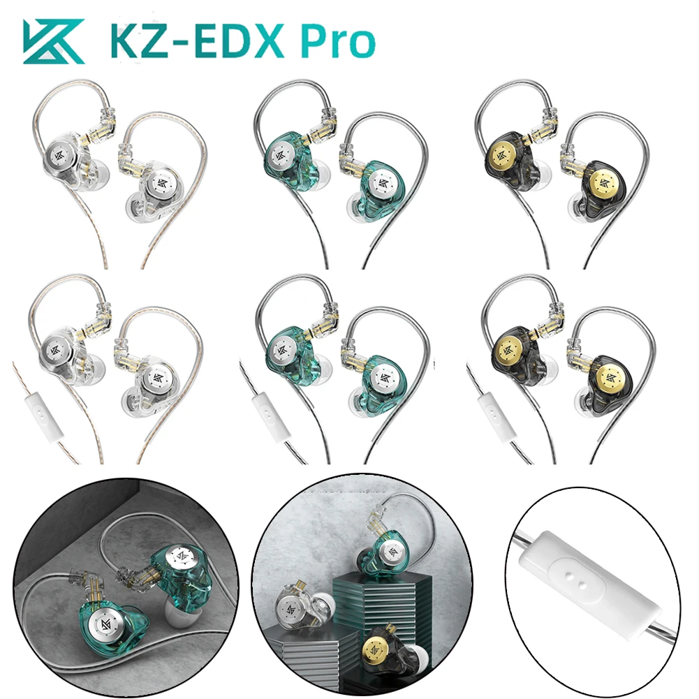KZ-EDX Pro HIFI Bass Earphones Sport Running 3.5mm Wired In Ear Headphones Stereo Noise Cancelling Headset Earbuds With Mic wired earphones in ear headphones in ear earphones wired headphones