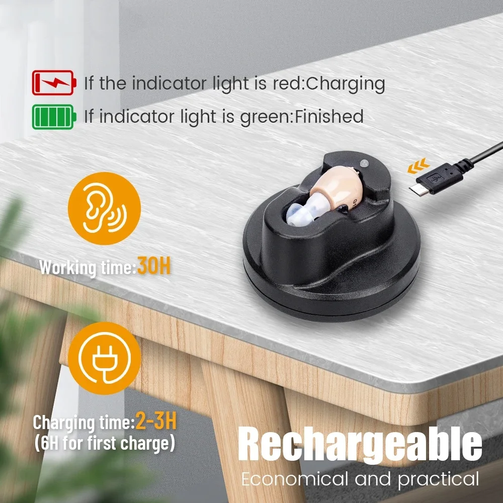 Hearing Aid Rechargeable Hearing Device ITE Ear Hearing Aids for The Elderly Audifonos Sound Amplifier for Deafness