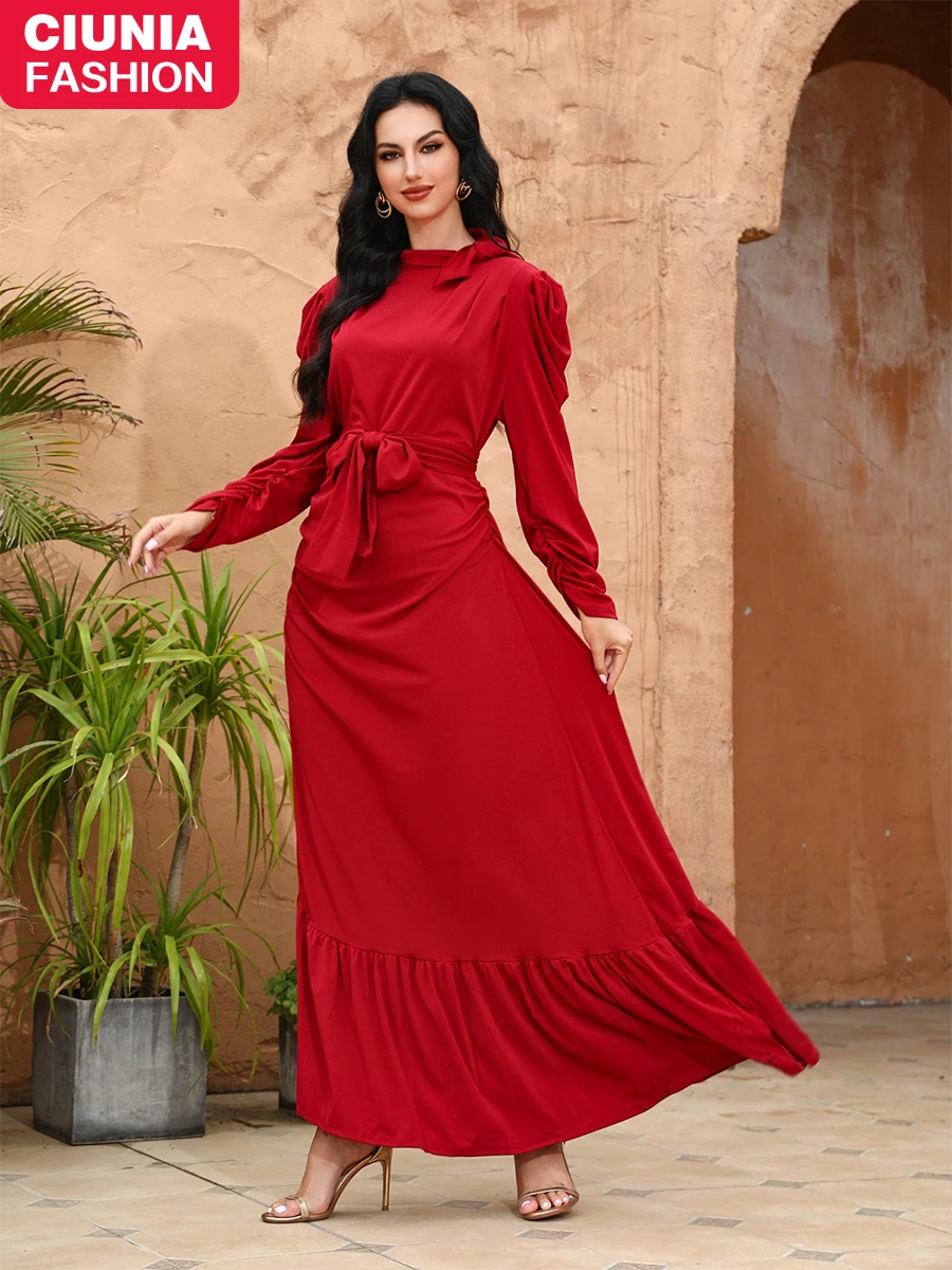 Islamic Dresses Muslim Abayas For Women Elegant Dubai Party Maxi Dress