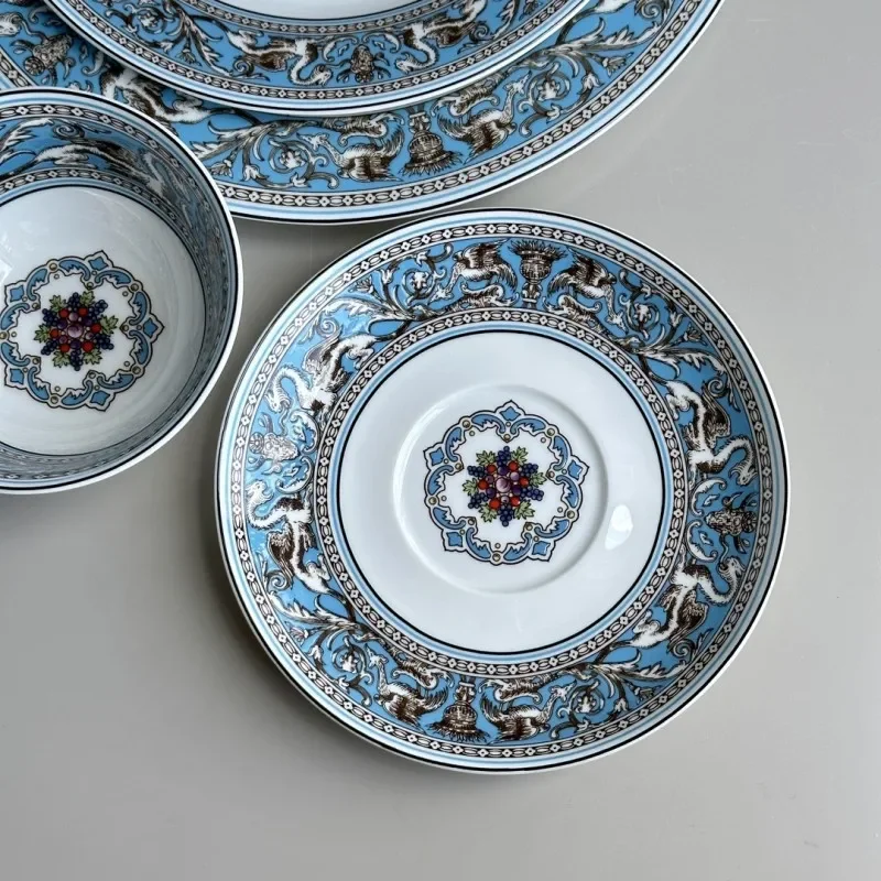 Description Picture 2 of itemBritish Coffee Set with Silk Road, Food Plates, Afternoon Tea Cups, Teaware, Dinnerware, Tableware for Kitchen