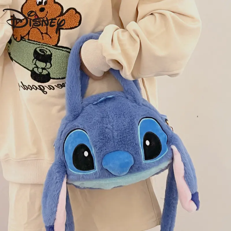 Miniso Disney Girl Strawberry Bear Stitch Cartoon One Shoulder Slinky Bag Fashion Con Cute Winnie Bear Plush Handbag Change