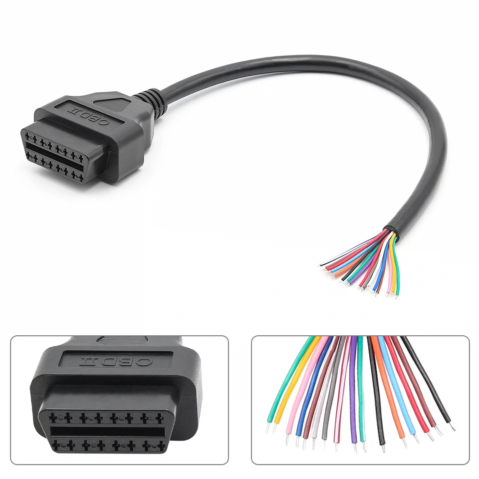 Cavo Prolunga OBD2 16 Pin Maschio-Femmina 30 Cm - Adattatore Diagnostico Per Auto, Camion E Moto, Fili UL1015 22 AWG