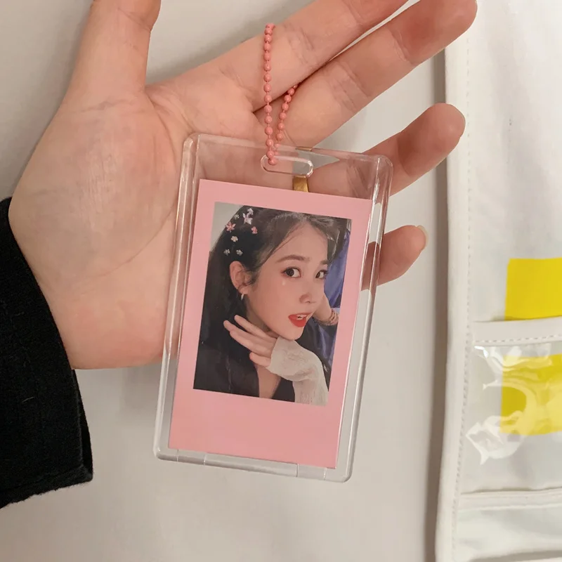 1Pc Transparent Acrylic 3 Inch Photo ID Protective Cover Card Book Capacity Cards Clip Ticket Collection Pendant Shell