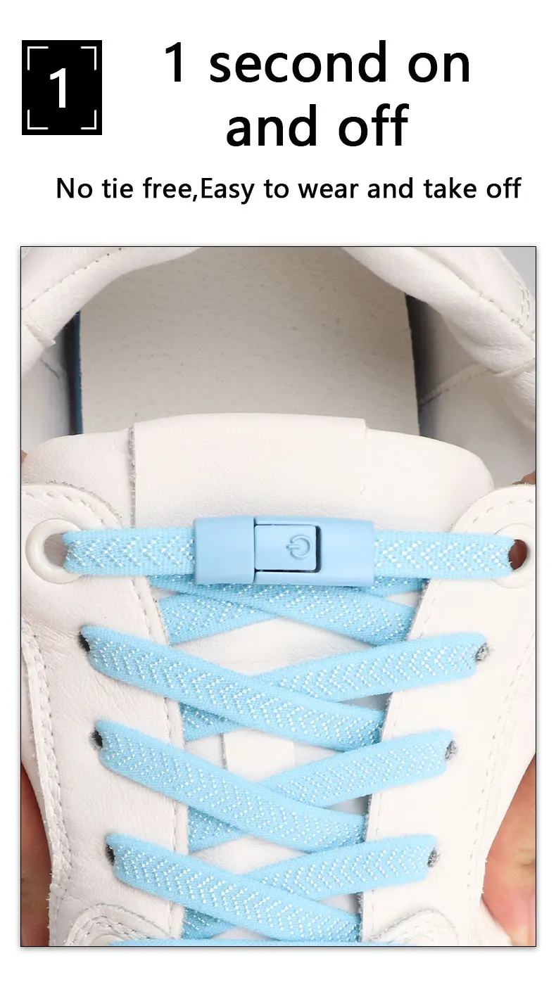 Keine Krawatte schnürsenkel Bunte Drücken Lock Wohnungen Schnürsenkel Ohne krawatten 8mm Dicke Tennis Elastische Schnürsenkel für Sport Schuhe zubehör – Detail 14