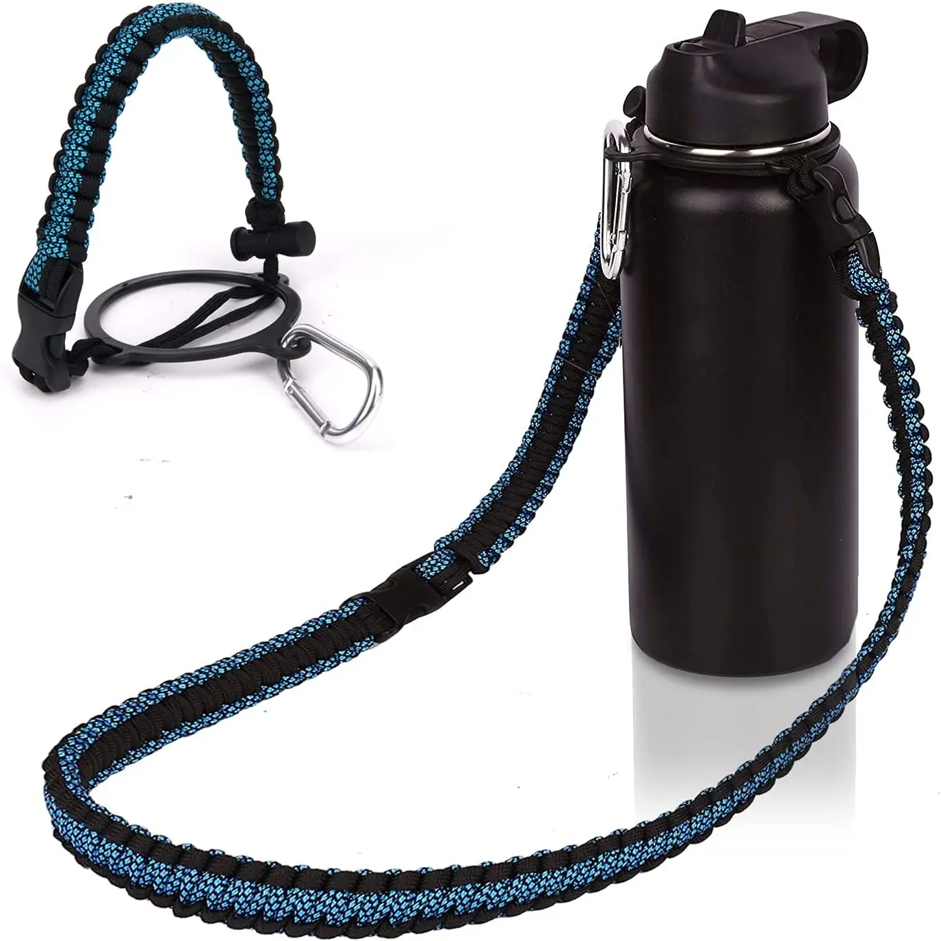 EasyAcc Water Bottle Handle Shoulder Strap, for 12oz - 64 oz Hydro Flask  Wide Mouth Water Bottles and Universal Water Bottles, with Carabiner, for  Walking Hiking Camping (Bottle Excluded) Full Black - XL Size