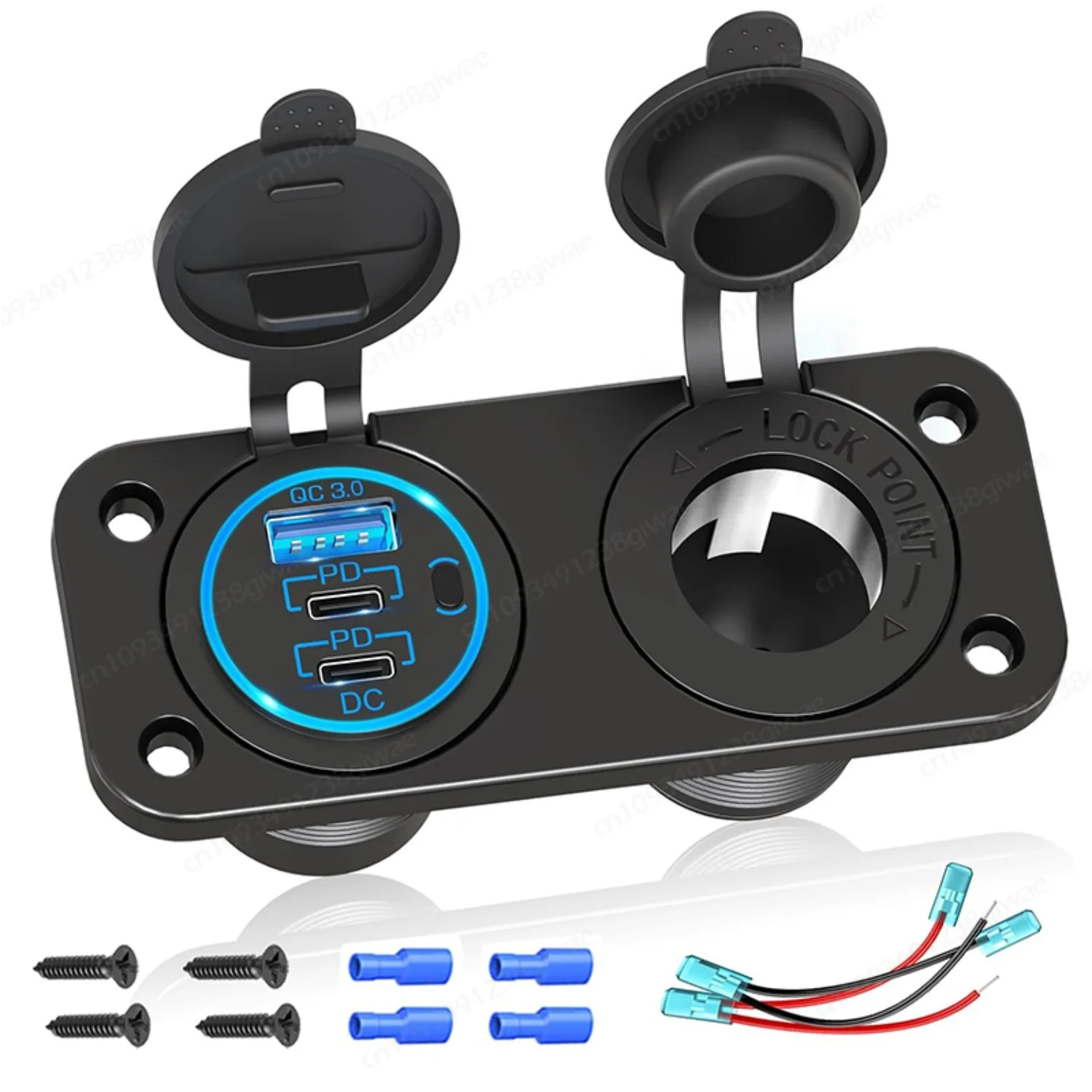 12V Splitter Panel Cigarette Lighter Socket 78W 12 Volt USB Outlet Dual ...