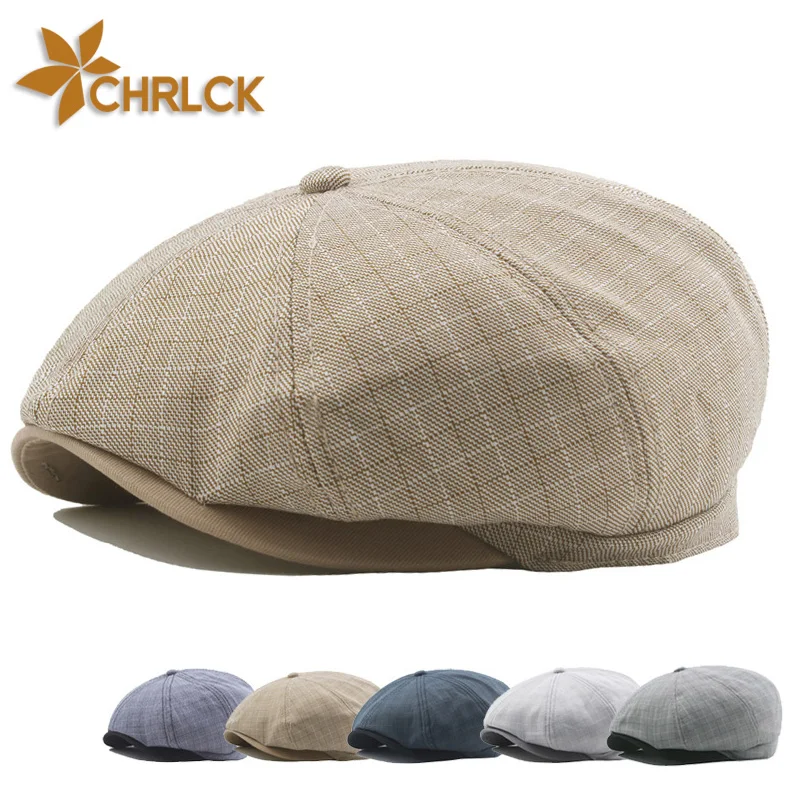 New Retro Berets Men Women Vintage Plaid Newsboy Beret Hat Retro Adjustable Octagonal Cap New Spring Summer Breathable_voghion.com