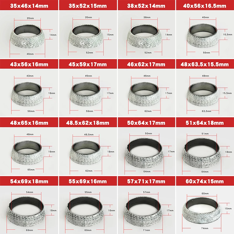 Exhaust Gasket 1pc 35mm-75mm Dia Car Muffler Exhaust Pipe Flange