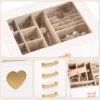 Jewelry Box 5-Layer Organizer Box with Glass Lid Brass Gold White Heart Shaped Storage Box Necklace Earrings Ring Bracelets Gift 6