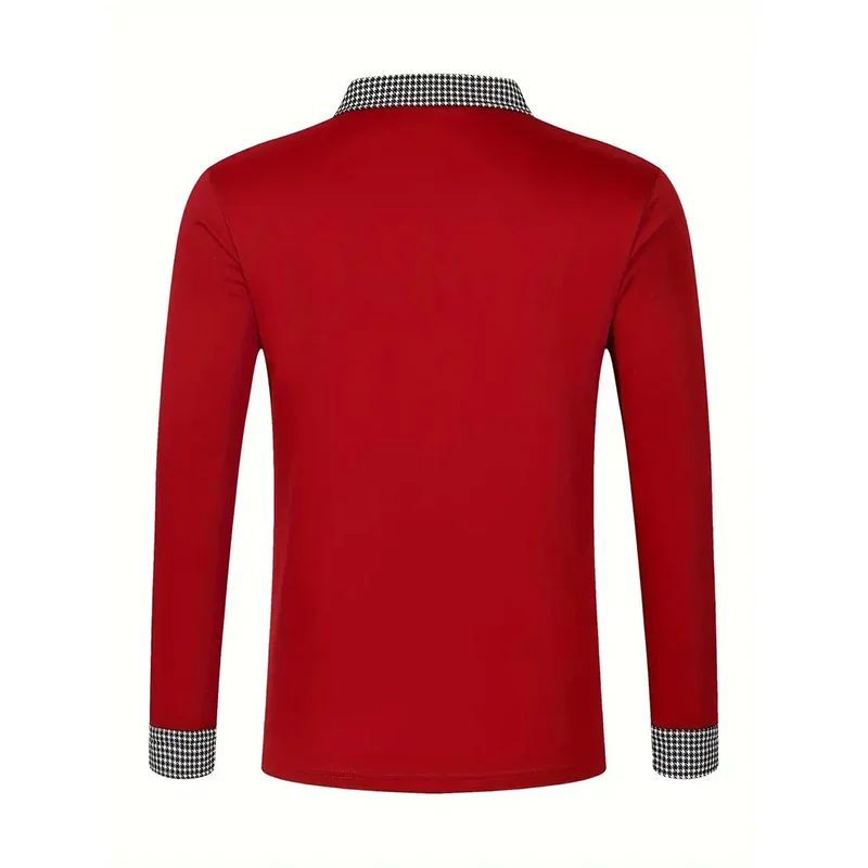 Spring and Autumn Men's Long Sleeve Polo Shirt Classic Business Office T-shirt Male Street Casual Fashion Solid Color Top