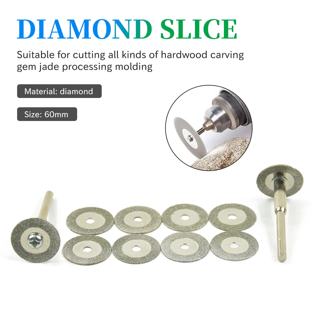 

60mm Diamond Grinding Wheel Metal Cutting Disc Slice Dremel Accessories For Dremel Rotary Tool with 1pc Arbor Shaft