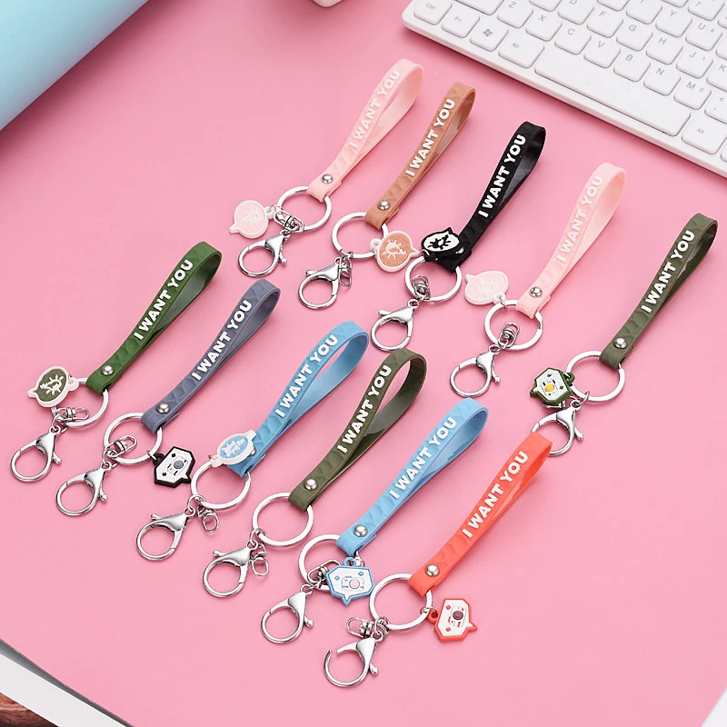 100Pcs/Lot Letter PVC Flexible Glue Lobster Buckle Keychain Keys Holder