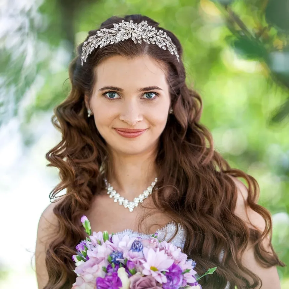 Silver Crystal Bridal Headbands for Weddings