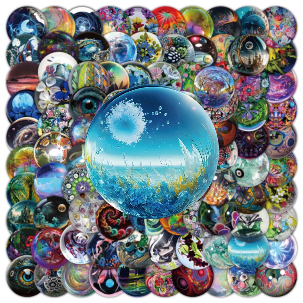 10/30/50/100pcs Magic World in Glass Ball Cartoon Stickers for Kid Cool Graffiti Skateboard Phone Case Laptop Waterproof Sticker упаковочная бумага глянцевая meshu magic world 70 100 см 90 г