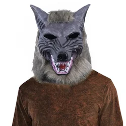 Werewolf Mask Realistic Wolves Cosplay Masques With Hair Latex Wolf Head Anime Halloween Costume Carnival Pary Masquerade Helmet