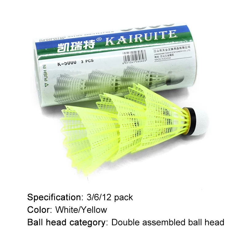 Nylon Badminton Ball 3/6/12 Packs Durable badminton shuttlecock,badminton ball
