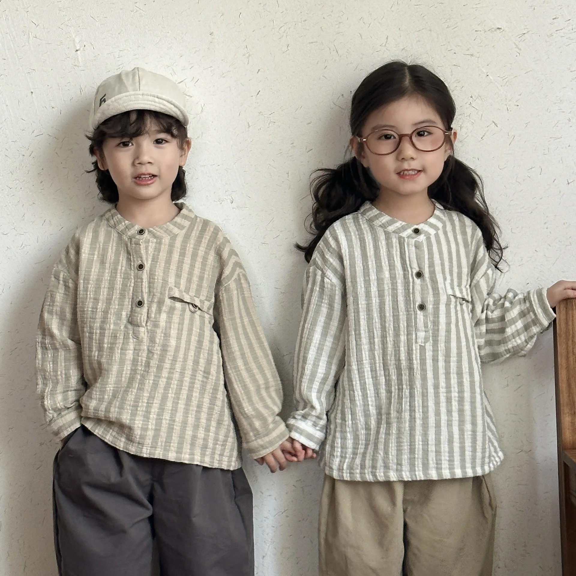 Spring Children Casual Long Sleeve Tops Korean Style Baby Boys Striped Soft Shirts Kids Clothes