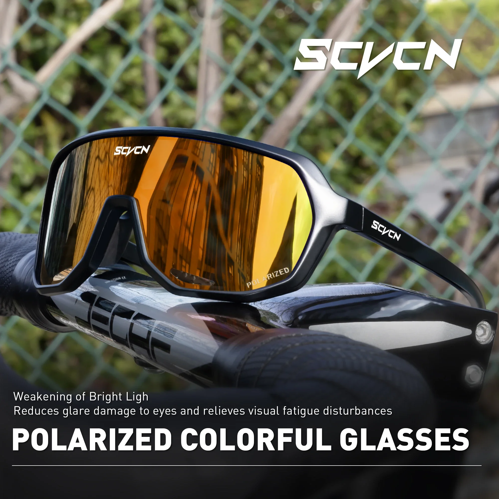 SCVCN Photochromic Cycling Glasses Polarized Sunglasses for Driving Fashion Bicycle Mountain Bike Men Women UV400 Casual Glasses
