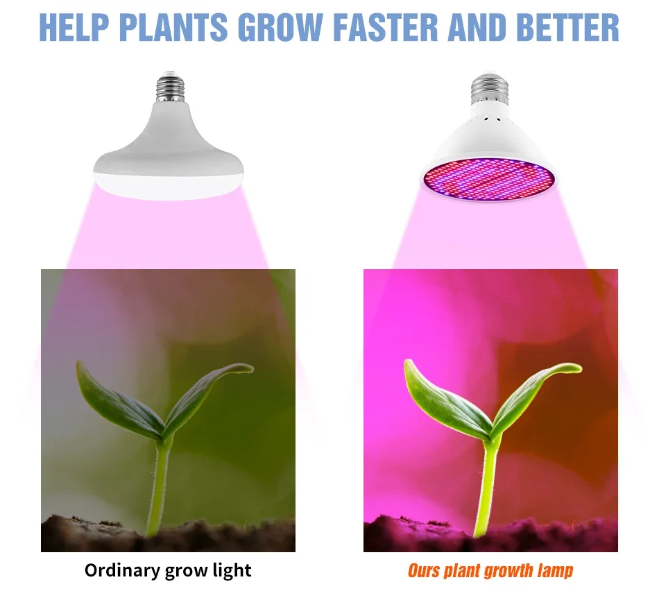 LED Grow Lamp LED Plant Light Growing Lamp Bulb 300LED Full Spectrum E27 For Greenhouse Indoor Seedling Flower