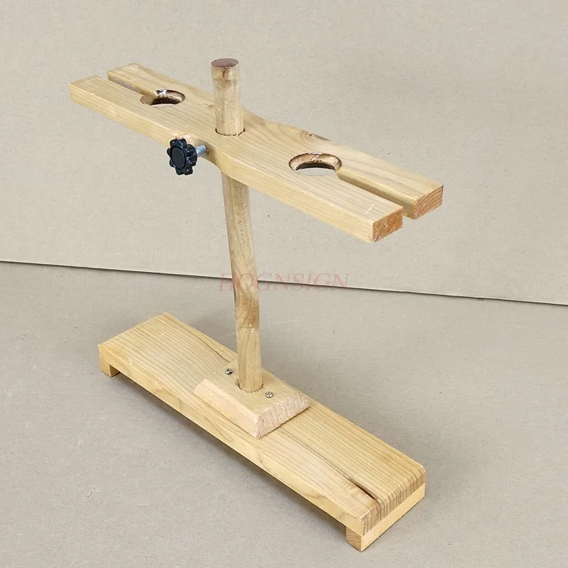 science small production materials Funnel Rack (Wooden) 2 Holes Wood Chemical Experiment Equipment Middle School Teaching