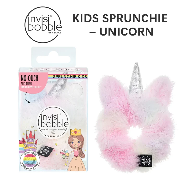 

invisibobble-KIDS SPRUNCHIE – UNICORN kids scrunchie SLIM spiral hair tie strong grip sweet hair band for children accessory