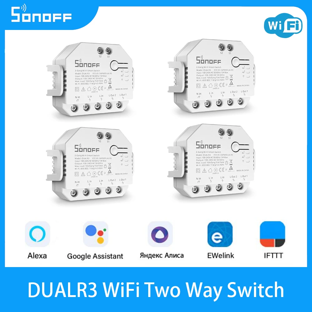 Sonoff Dual R3 2 Gang Dual Relay Module Diy Mini Smart Switch Power Metering Smart Home Control Tramite Ewelink Alexa Google Home