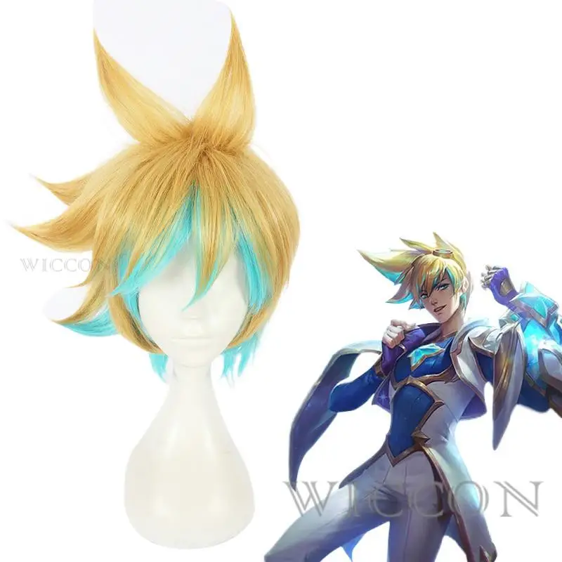 

Heartsteel Ezreal Wig Game Cosplay Wig Men Yellow Hair Ezreal Cosplay Wig Heat Resistant Hair Halloween Free Wig Cap