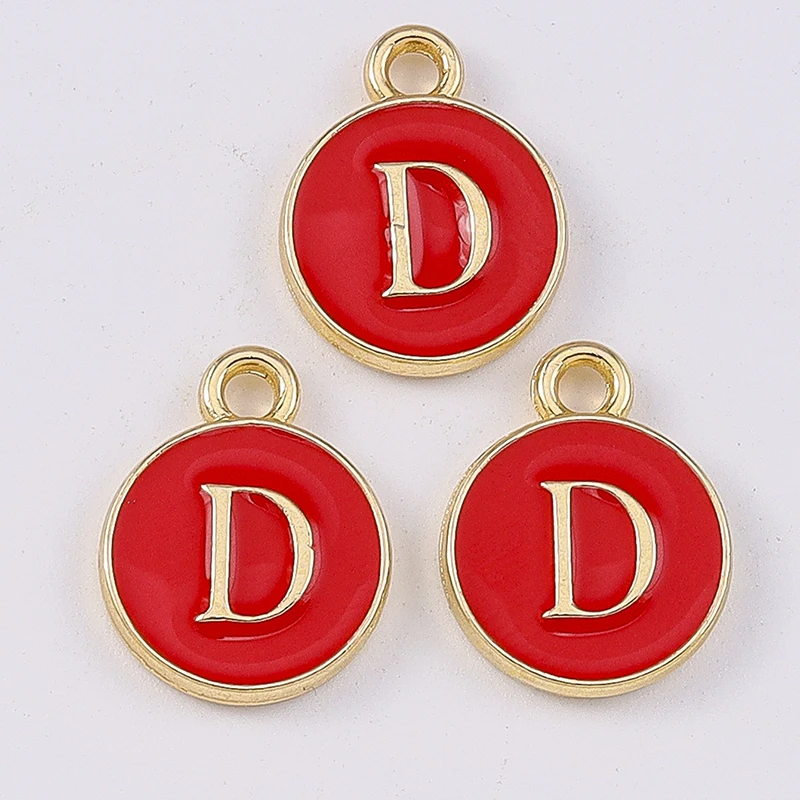 Duarte 20 Stück/Set Niedliche Emaille-Alphabet-Anhänger 26 A-Z Buchstaben-Charms für Schmuckherstellung Ohrringe Anhänger Halsketten DIY Bastelzubehör – Detail 6