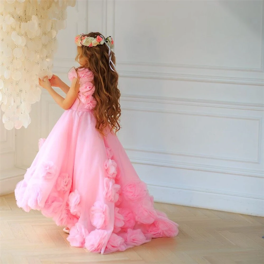 Flower Wedding Party Dress Puffy Tulle Wedding Party Dress for Girl Pretty Girl Dress First Communion Dress 2