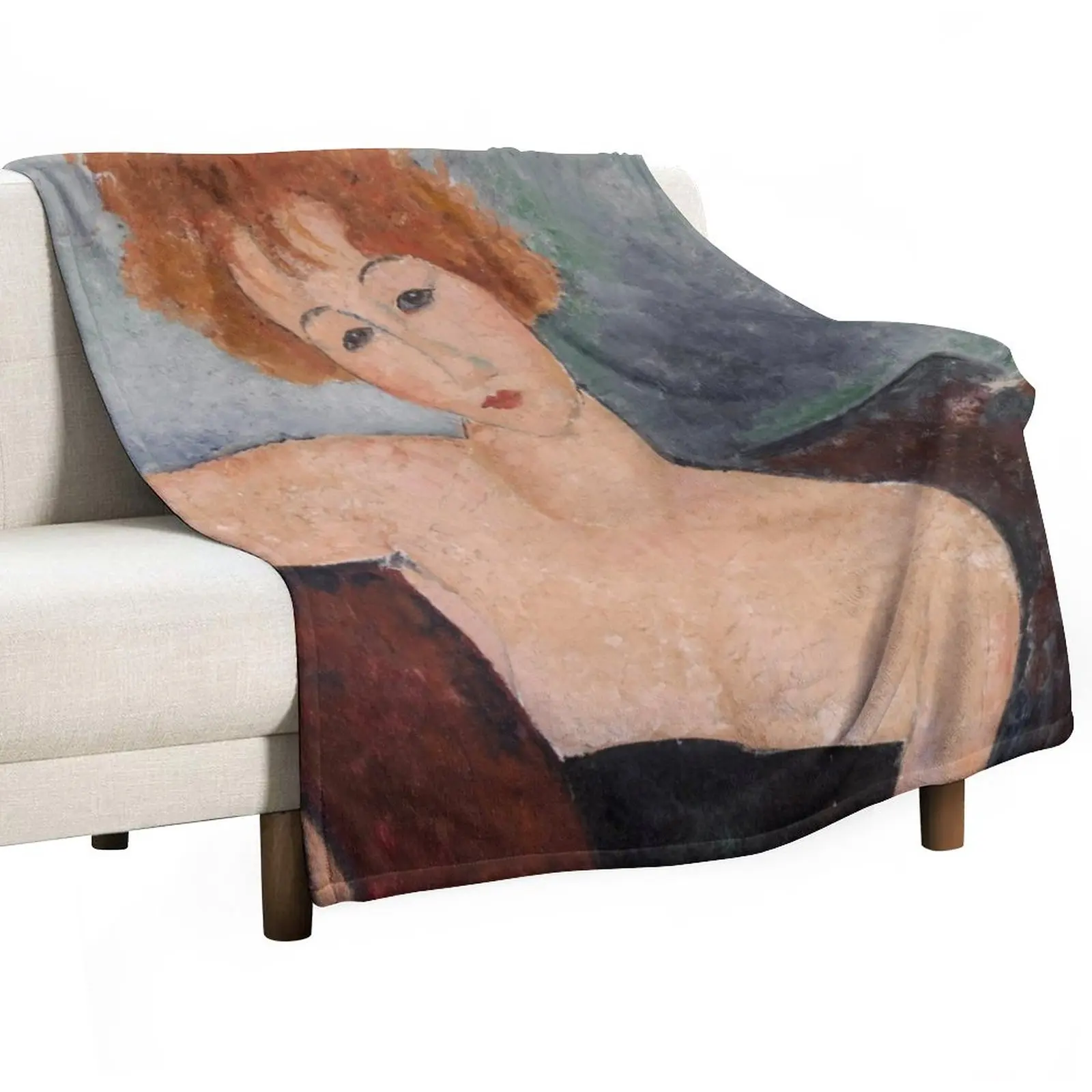 

Amedeo Modigliani. Redheaded Girl in Evening Dress, 1918. Throw Blanket Blankets Sofas Of Decoration blankets and blankets
