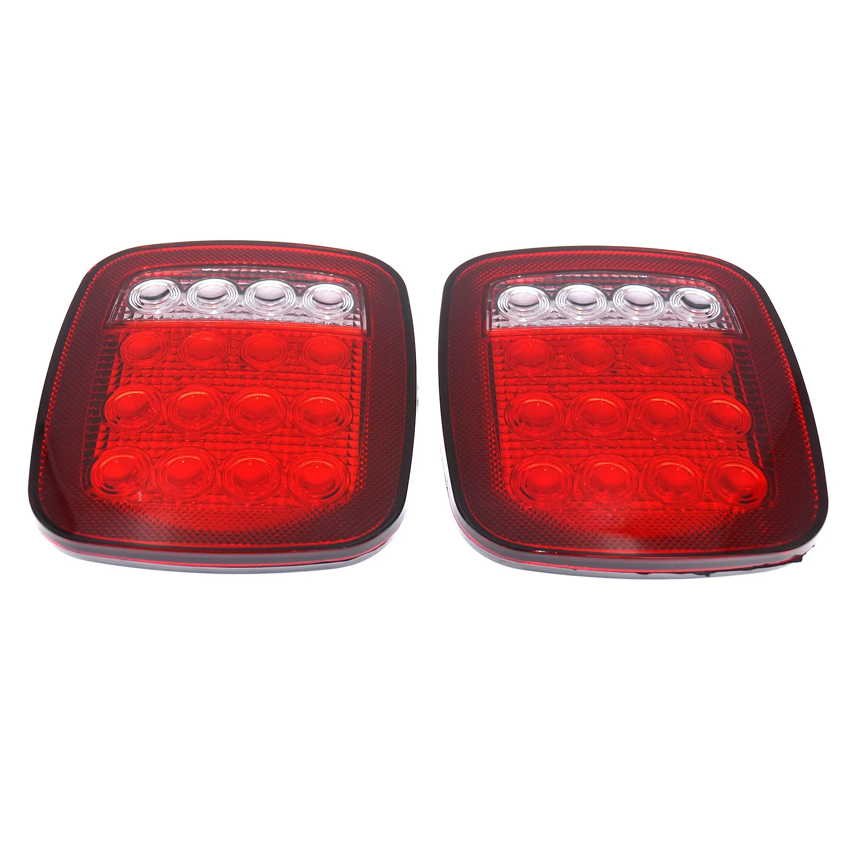 

2Pcs 16LED Square Stop Turn Tail Backup Lamp Red/White Dual Colors Universal Marker Light for Jeep Wrangler JK TJ CJ YJ