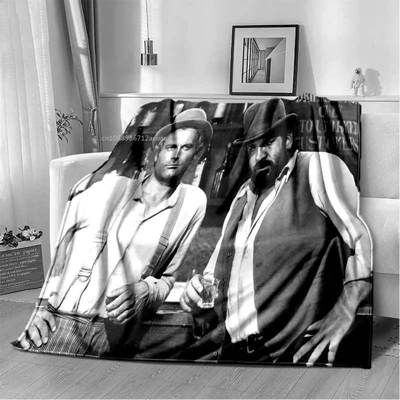 Terence Hill and Bud Spencer Printed Blanket Comedy character Warm Thin Flannel Soft and Comfortable Home Travel Blanket Gift 2