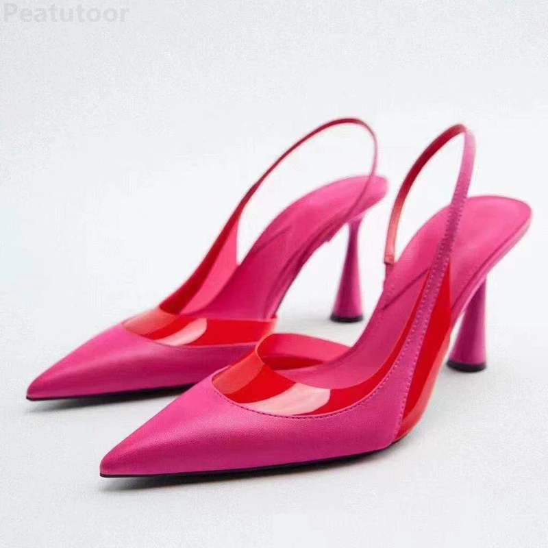 Shoes For Women 2022 Sandals ZARZ Luxury Brand Summer Fashion Transparentes Rhinestones Pointed Heeled Slippers Woman Sexy Pumps