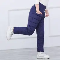 Casual Girl Boy Winter Pants Cotton Padded Thick Warm Trousers Waterproof Ski Bootcuts Elastic High Waisted Baby Kid Leggings 4