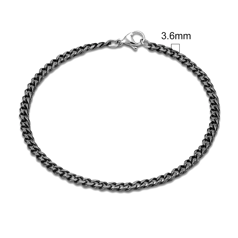 MKENDN Punk Vintage Oxidized Black 3-11mm Stainless Steel