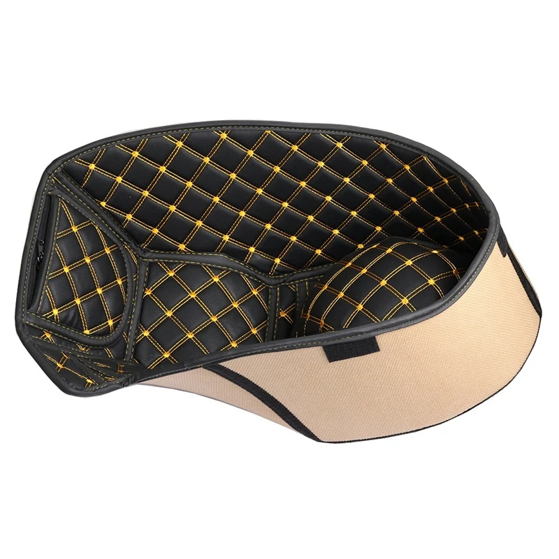 

Leather Rear Trunk Cargo Liner Protector Motorcycle Seat Bucket Pad For SYM XS125T-17 XS 125T GR125 Accessories, Black