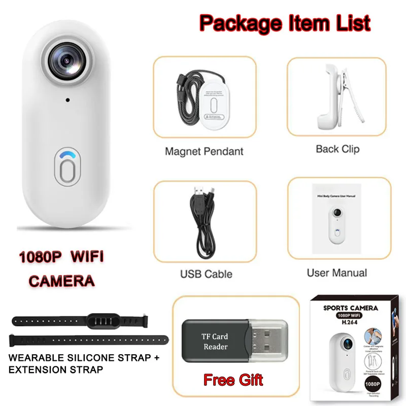 Cat Camera Collar, HD 1080P Wireless Pet Collar Cameras, Mini Body Sport Action Cam with 120 Degree Wide Angle for Recording Cat/Dog, No Wifi Needed