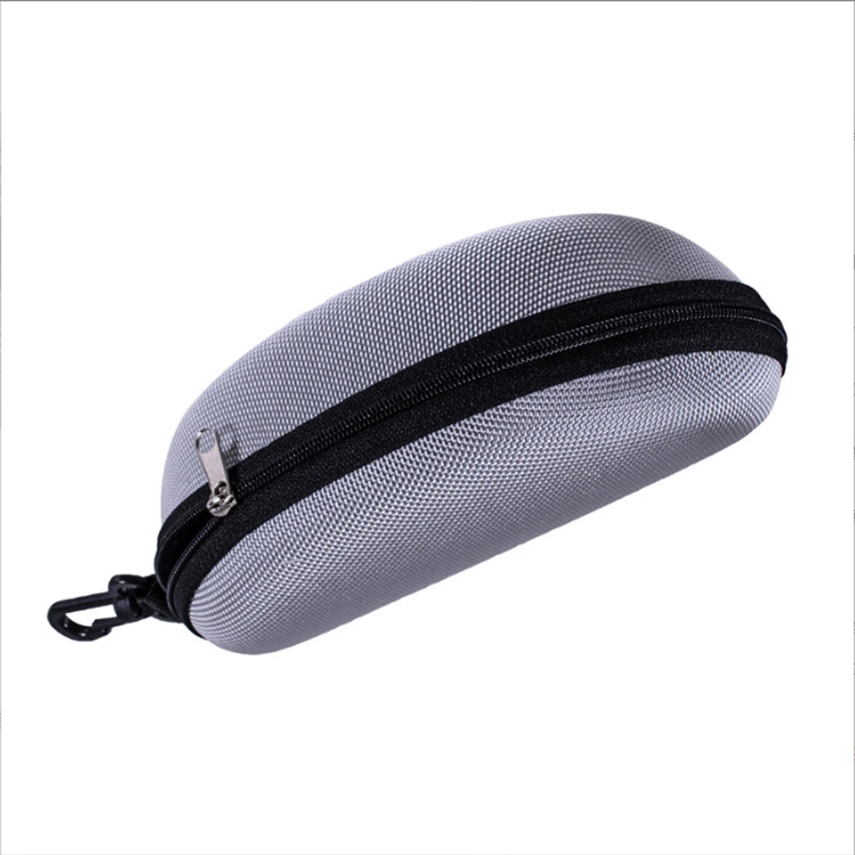 Sleek Black Hard Shell Polyester Glasses Case with Zipper and Hook – Unisex Fashion Accessory