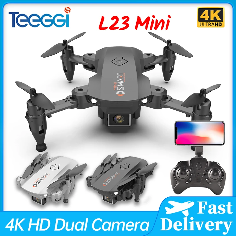 Teeggi L23 Mini Drone 4K Profesional 2.4G WiFi With HD Dual Camera Foldable Quadcopter FPV RC Helicopter Toy For Children Gift best RC Helicopters