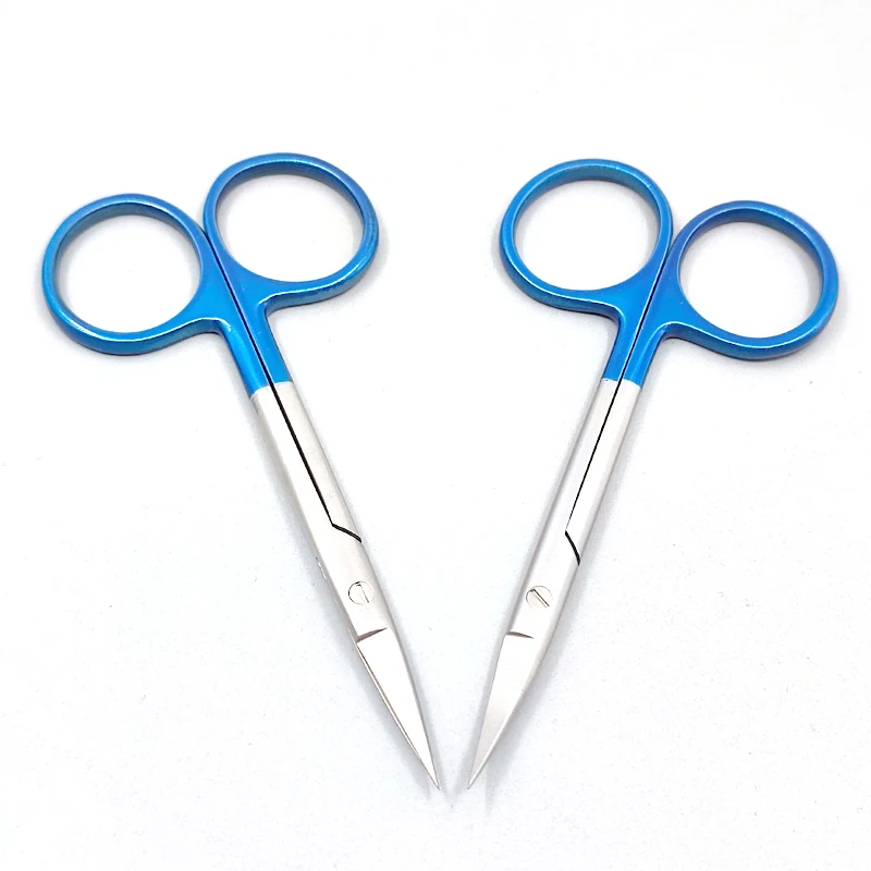

Eye scissors with basket handle Straight curved tip double eyelid express scissors Aesthetic Surgery medical scissors 9.5cm