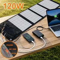 Chargeur solaire Leaorld 120W, chargeur solaire portable léger USB QC3.0 PD3.0 pour téléphone, camping, randonnée, voyage en plein air 3