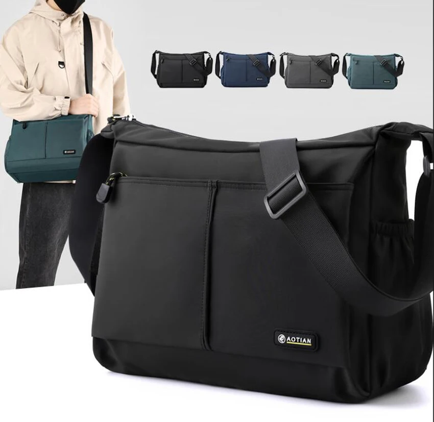 

Messenger Bag Men Oxford Plain Large Capacity Pouch Cross Travel Sling Bag