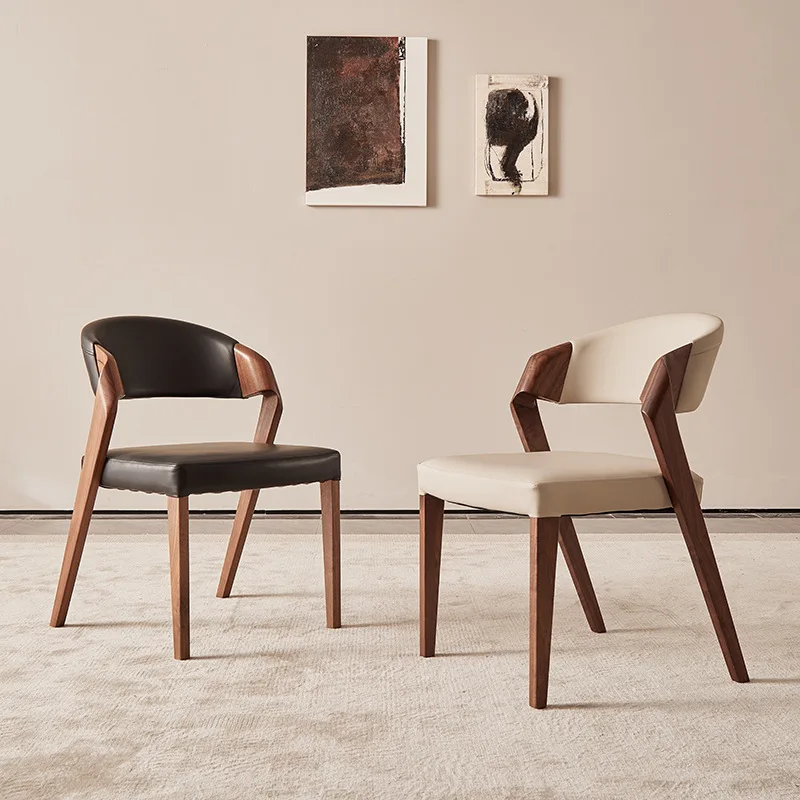 Nordic High-end Light Luxury Ash Wood Dining Chair Wabi-sabi Style Chair Designer Structure Armchair Restaurant Backrest