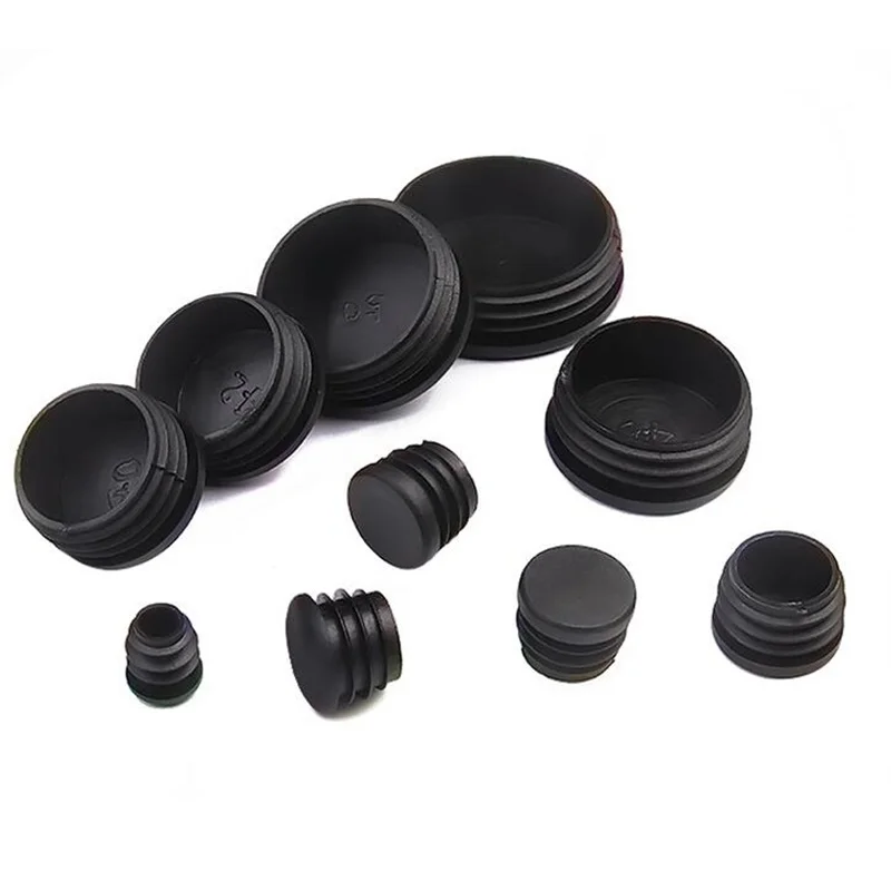 10 Stks/partij Nieuwe Plastic Meubilair Been Plug Zwarte Ronde Stalen Buis Buis Blinde End Caps Insert Plugs14-76mm Decoratieve Stofkap