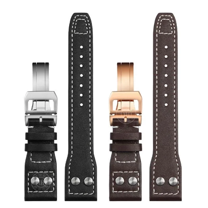 

20/21/22mm genuine leather strap accessories for EUR Big Pilot's iw328201 iw370709 top gun watchbracelet with Logo replacement