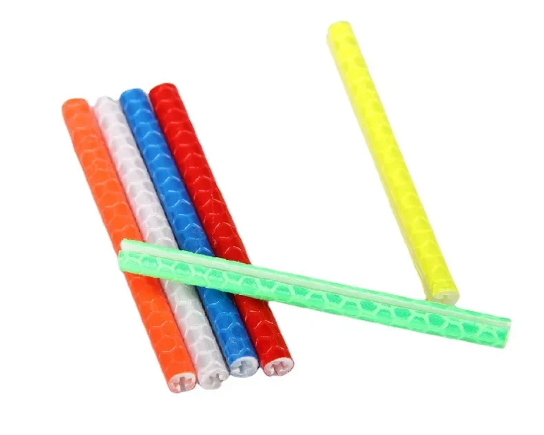 12PCS/Bag Bicycle Wheel Stickers Reflective Tube Strip Warning Light DIY 7.5cm MTB Cycling Reflector Reflective Safety Kit