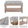 Farmhouse Tufted Storage Ottoman Bench with Shelf, 31.5" Width Linen Upholstered Entryway Shoe Ottoman Foot Stool 4
