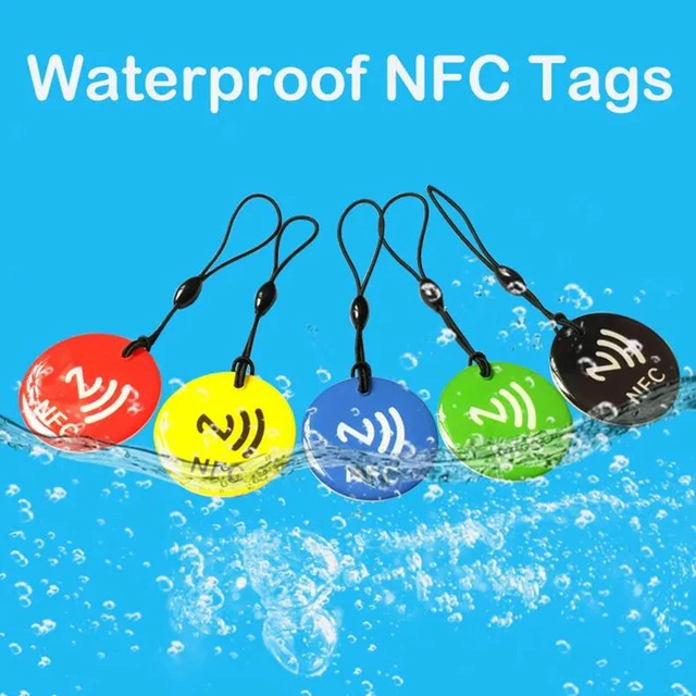 10pcs NFC Tags for All NFC Enabled Phones Ntag213 Epoxy RFID Card 13.56MHz Token with Rope Waterproof 5