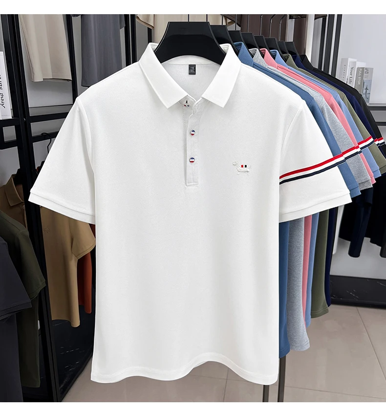 Fashion puppy embroidery men's short sleeve polo shirt luxury brand striped decoration summer breathable business casual T-shirt 34 Sb532b585c7014d5e80e8378569a68f39s