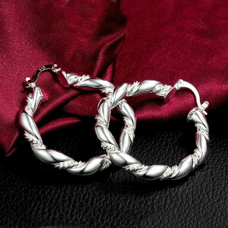 Hot new High quality 925 Sterling Silver hoop Earrings for Woman fashion party wedding Jewelry elegant Christmas Gifts